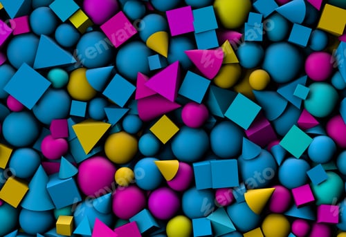 Preview: 3d illustration background with color geometric shapes