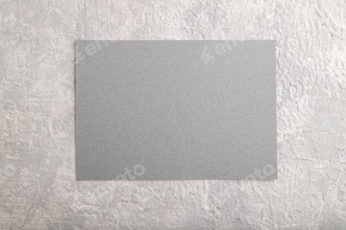 Preview: Gray paper business card, mockup on gray concrete background. Blank, flat lay, top view