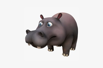 Preview: Cartoon hippopotamus frontal view