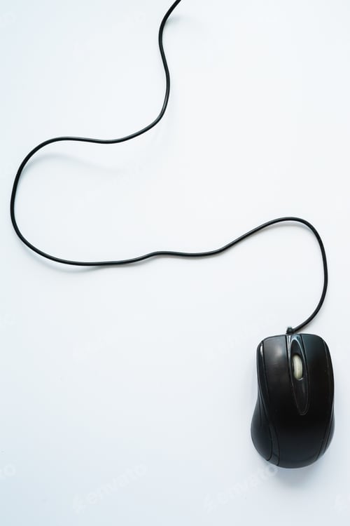 Preview: black mouse on white background