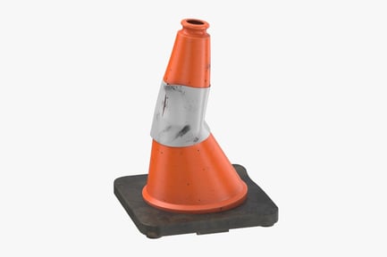 Preview: Worn Orange Traffic Cone with Silver Band - 18 Inch