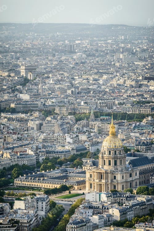 Preview: 54951,Aerial view of Paris cityscape, Paris, Ile de France, France