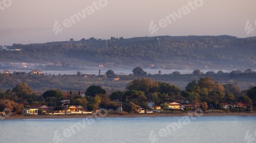 Preview: Residential Homes by the beach on Ionian Sea in a small touristic Town. Katakolo, Greece.