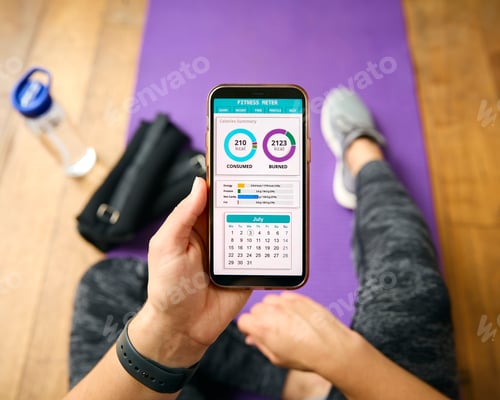 Preview: Close Up Of Woman With Smart Watch About To Exercise Looking At Fitness App On Mobile Phone