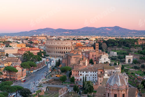 Preview: Rome, Italy with Historic Architecture at Dusk