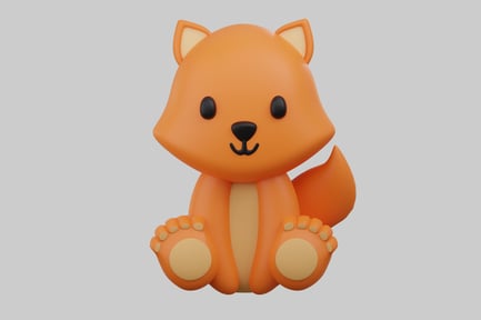 Preview: Cartoon orange fox sitting pose