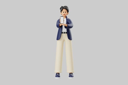 Preview: Casual cartoon character with phone