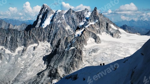 Preview: Climbers Climbing The Montblanc Snowy Mountain