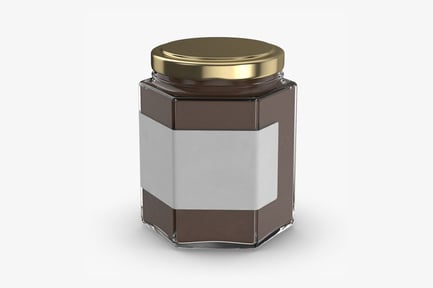 Preview: Brown Pigment in Hexagonal Glass Jar with Gold Lid
