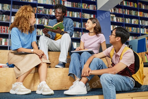 Preview: Group of Students in College Library
