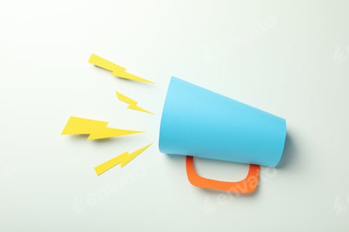 Preview: Important announcement or message concept with decorative megaphone