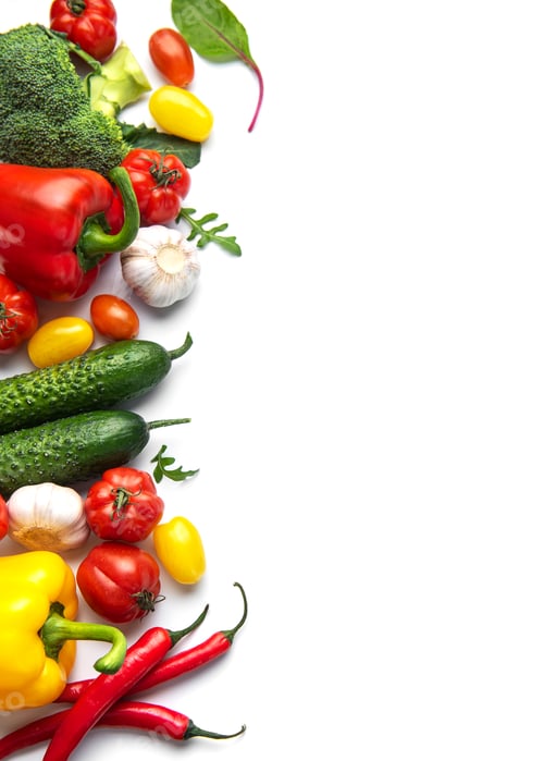 Preview: Fresh organic vegetables and spices creating a border
