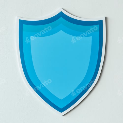 Preview: Blue protection shield icon isolated