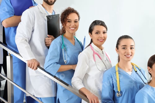 Preview: Team of medical workers in hospital. Unity concept