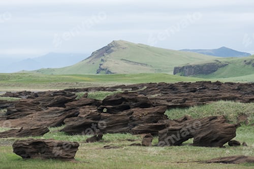 Preview: Icelandic landscape with muted colors and abstract rocks