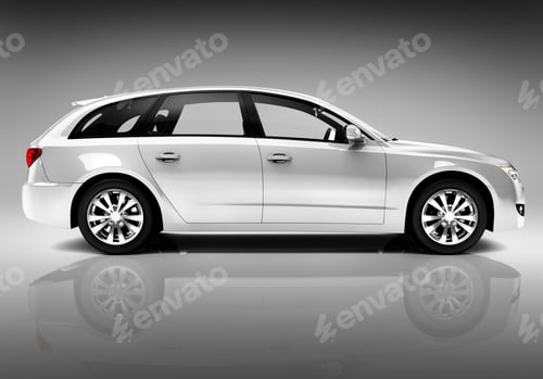 Preview: Studio Shot Of Three-Dimensional White Sedan