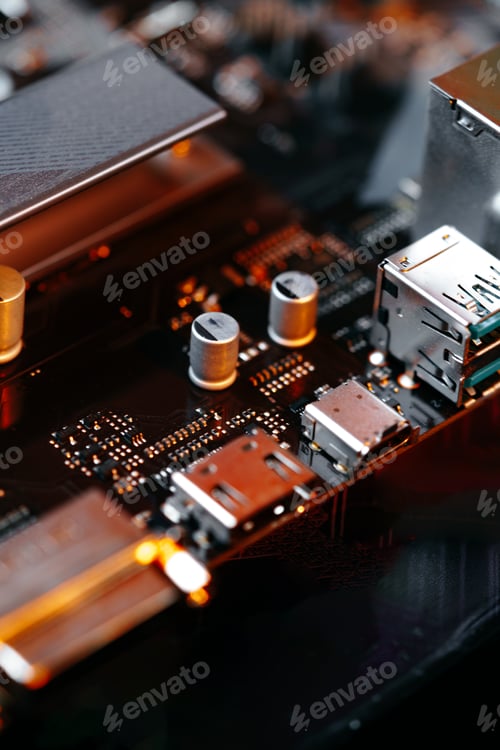 Preview: Computer part circuit board close up photo