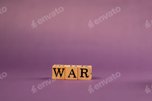 Preview: purple warm background with shadows wooden cubes with black letters and laid out words from letters