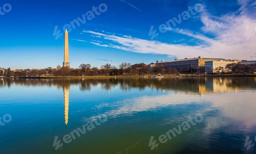 Preview: The Washington Monument Reflecting In The Tidal Basin, Washington, Dc.