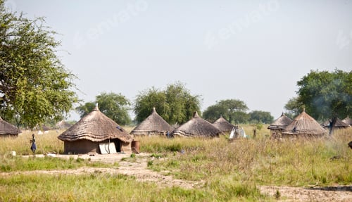 Preview: Village of grass huts in remote area of South Sudan.