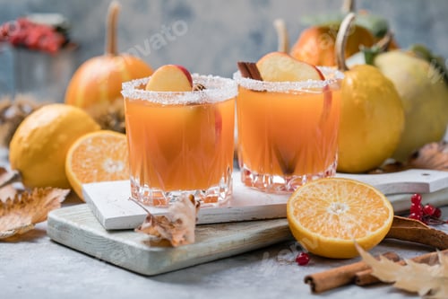Preview: Pumpkin punch or sangria in a big pumpkin. Halloween and Thanksgiving.