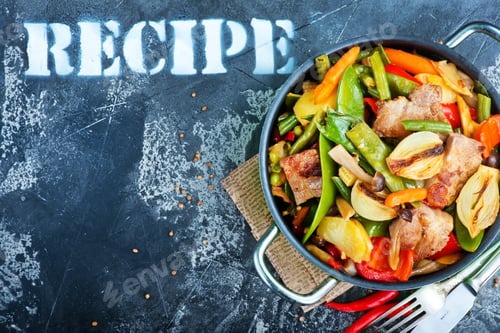 Colorful Vegetable Stir Fry Recipe on Dark Surface
