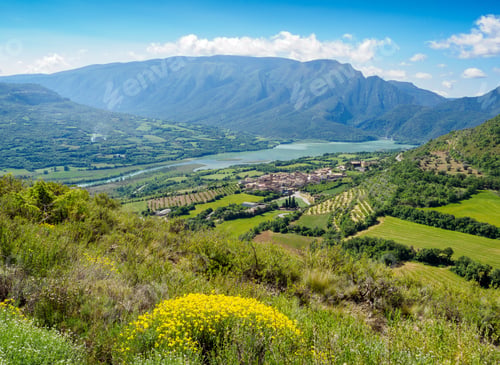Preview: Guardia de Noguera village and Terradets reservoir, Catalonia, Spain.