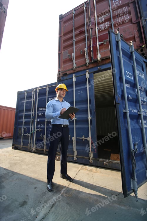 Preview: oreman control Industrial Container Cargo freight ship at industry.