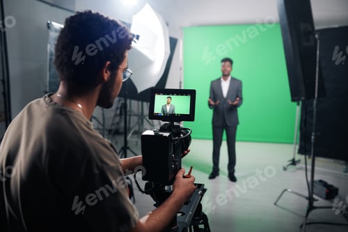 Preview: Filming in Studio on Green Screen Background