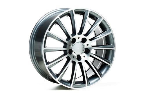 Preview: Closeup shot of metal wheel rims with a white background