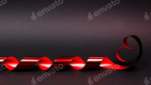 Preview: Red glossy ribbon in the shape of heart