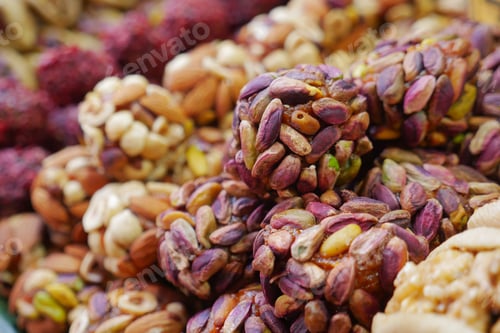 Preview: Mixed Nut and Seed Energy Balls healthy snack with almonds, cashews, pistachios, seeds