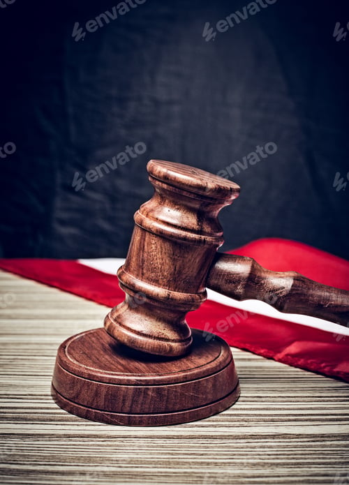 Preview: the judge gavel and background with usa flag