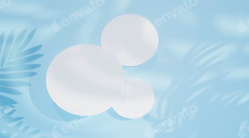 Preview: podium for product show advertising in light colors with tropical leaves shadow
