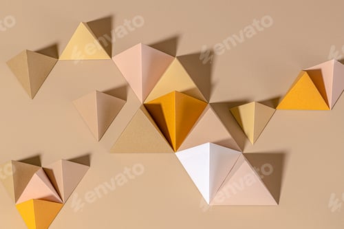 Preview: 3D pyramid paper craft on a beige background