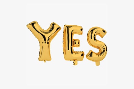 Preview: Golden Foil Yes Balloons