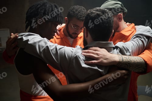 Preview: Multiethnic Young Adult Men Embracing and Supporting Each Other in Prison