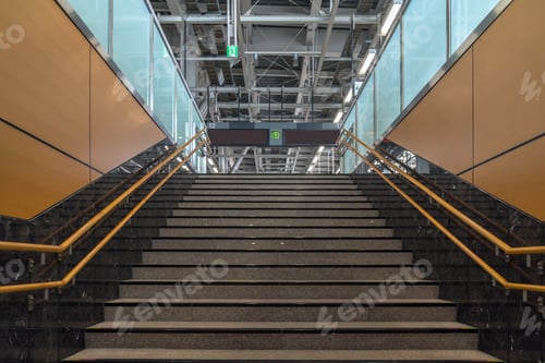 Preview: Staircase located in underground hall or subway, Low light speed shutter