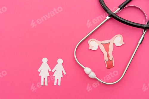 Preview: Uterus Anatomy and Women's Health on Pink Background