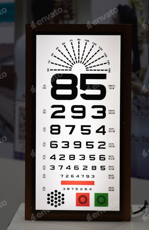 Preview: Vertical shot of an ophthalmic chart for visual examination in a clinic