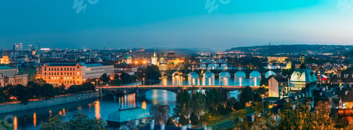 Preview: Aerial view of cityscape of Prague, Czech Republic.