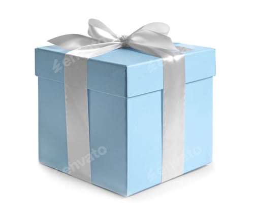Preview: Gift box with ribbon on white background