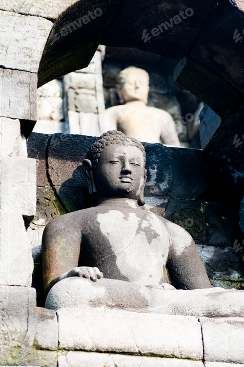 Preview: Stone Buddhas at Borobudur Temple, Yogyakarta, Java, Indonesia, Asia