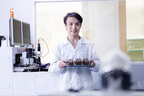 Preview: Technician working in LED factory