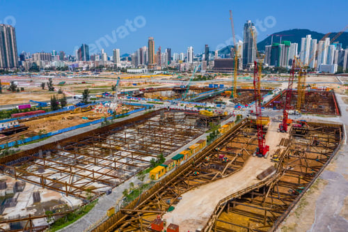 Preview: Kai Tak, Hong Kong 12 May 2019: Top view of Hong Kong construction site
