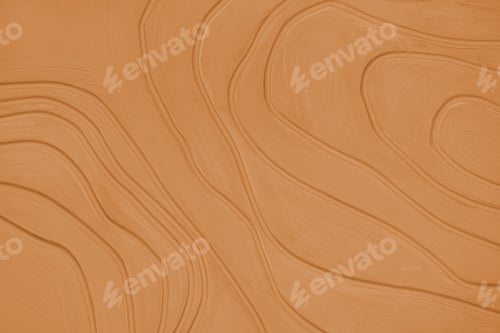 Preview: Plaster Wall With Volumetric Relief Surface With Convex Wavy Lines, Orange Gypsum Texture Panel.