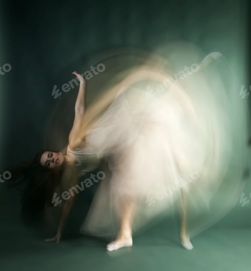 Preview: Ballet dancer woman in motion blur, ballerina