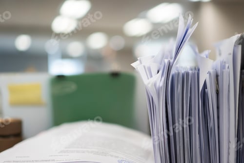 Preview: Stack of paper, Document, many jobs waiting to be done on the table, busy concept