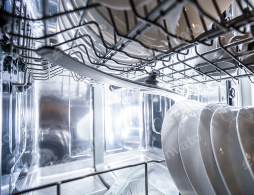 Preview: Interior of dishwasher machine with clean dishes