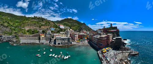 Preview: Manarola Village Cinque Terre Coast Italy. colorful town in Liguria one of five Cinque Terre